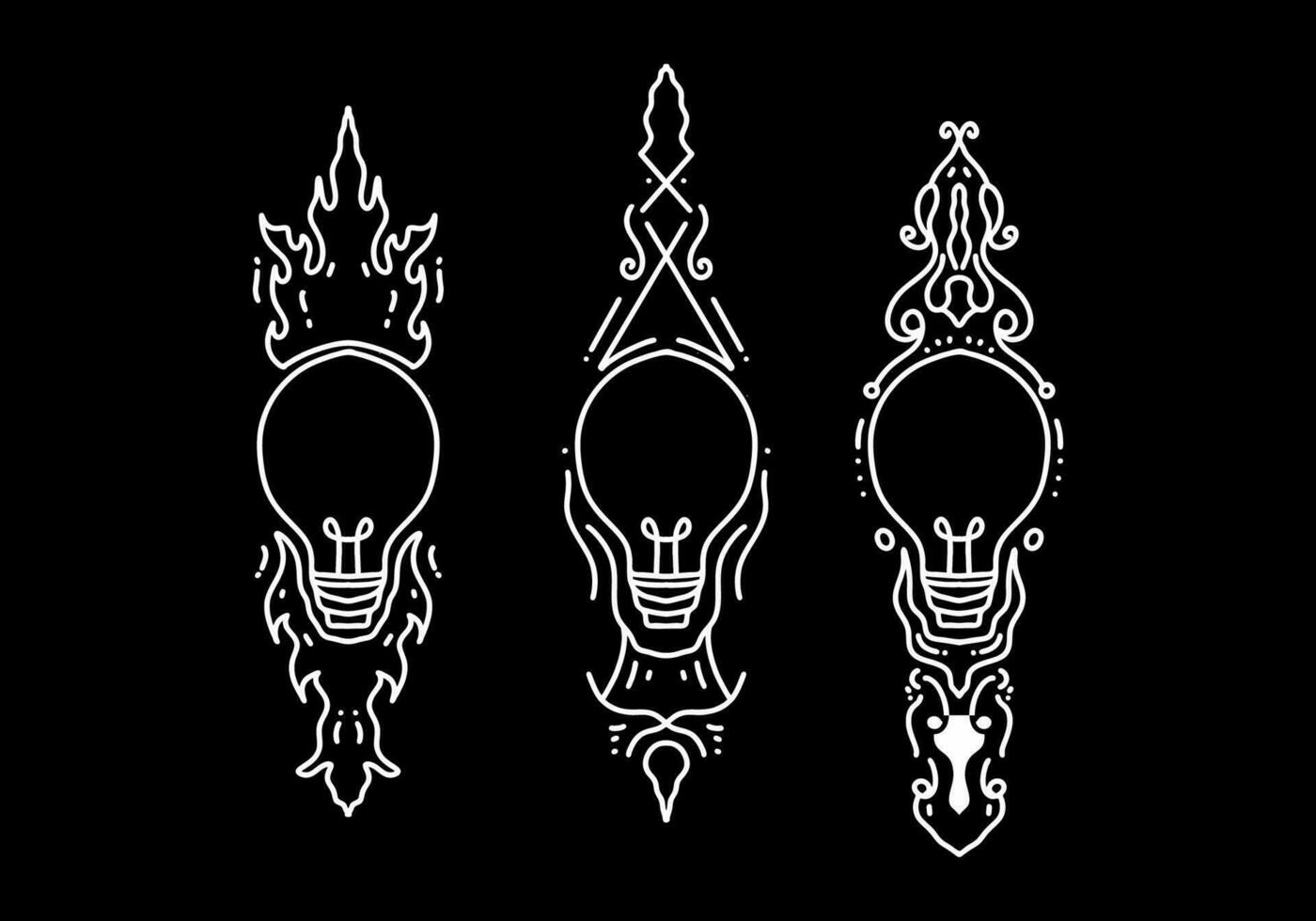 Black and white color of tribal light bulb tattoo vector