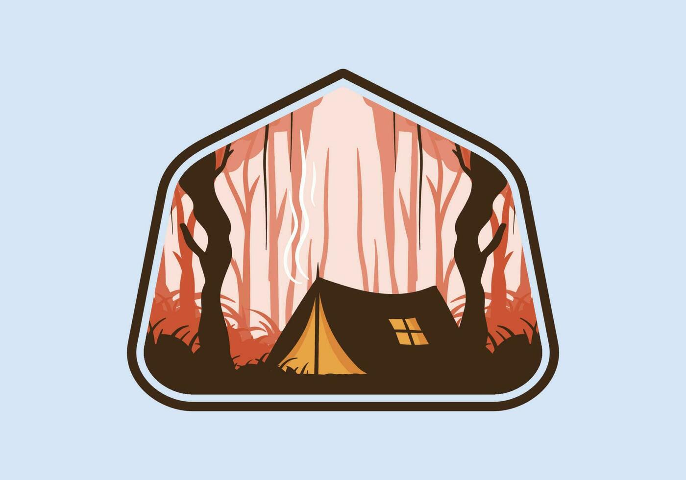 cámping tienda en un denso bosque plano ilustración vector