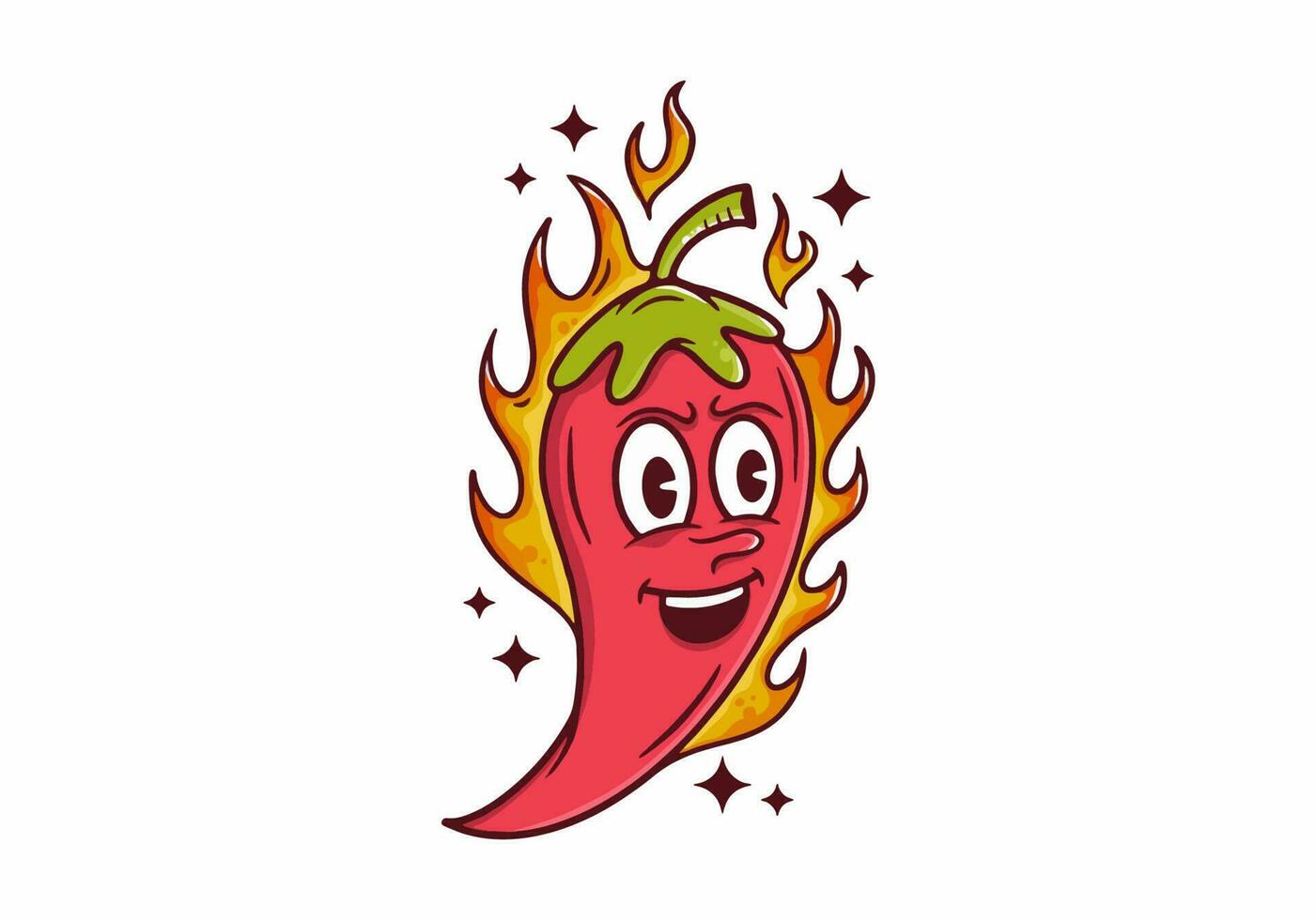 Colorful flat illustration of chili with hot fire vector
