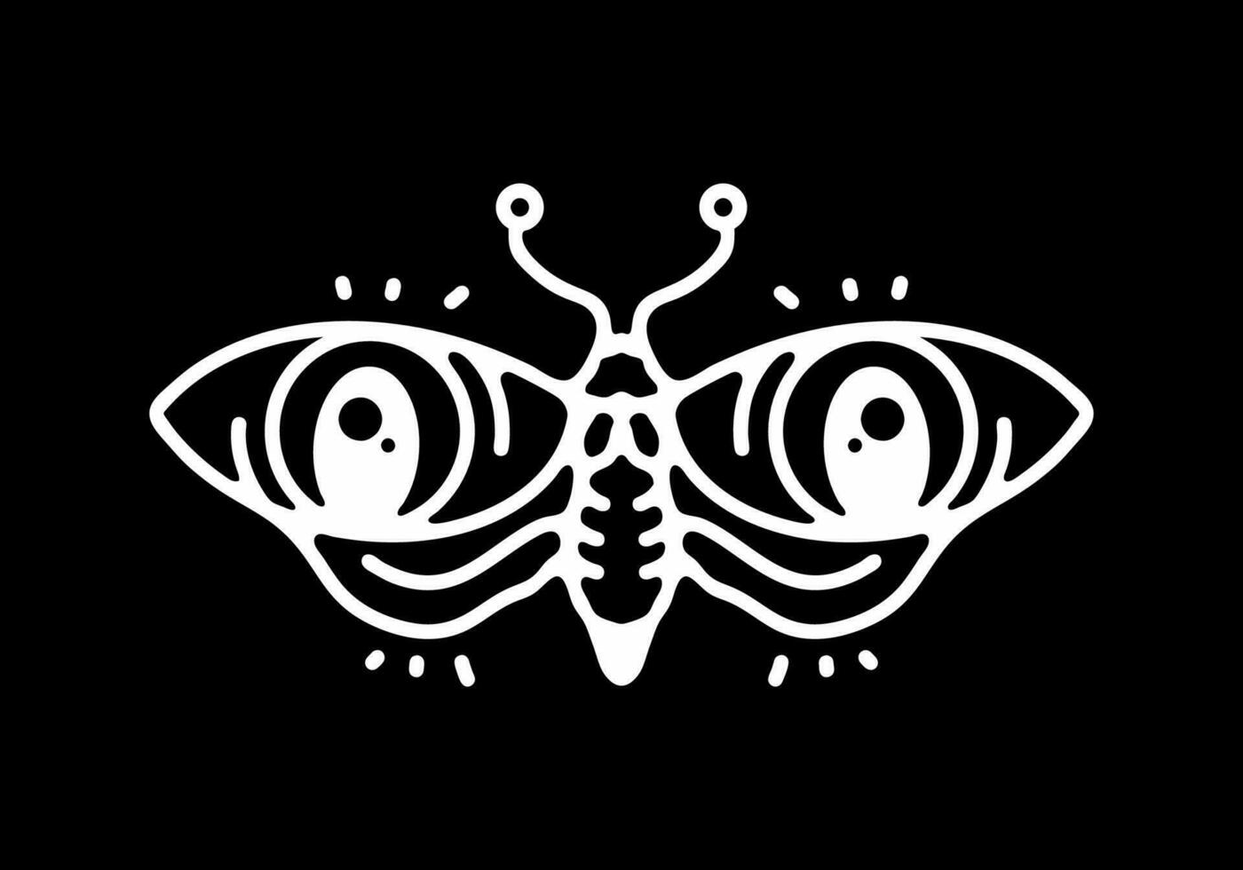 Black and white color of butterfly with big human eyes tattoo vector