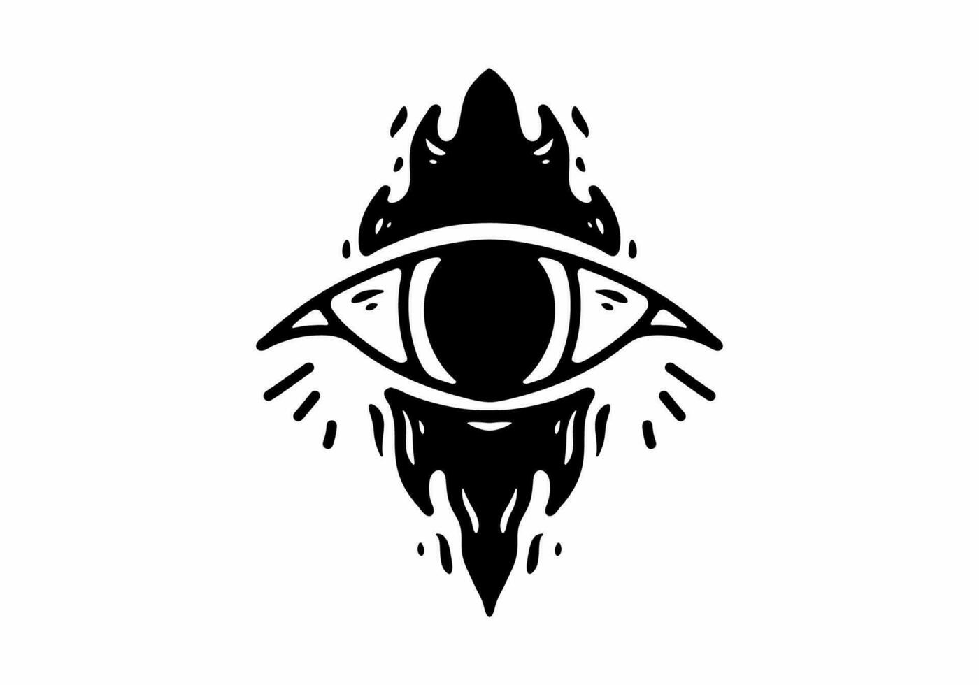 Black and white color of eyes and flames tattoo vector