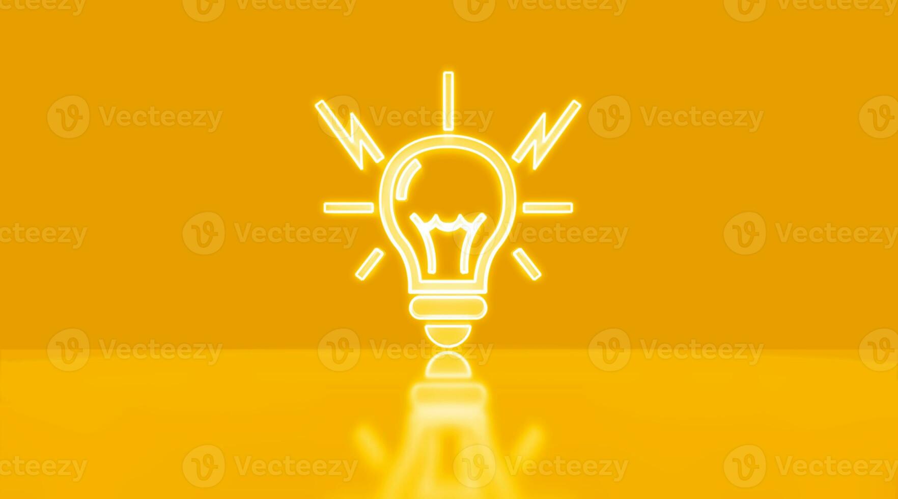 Neon light bulb icon. Glowing neon lamp ideas, innovation concept. photo