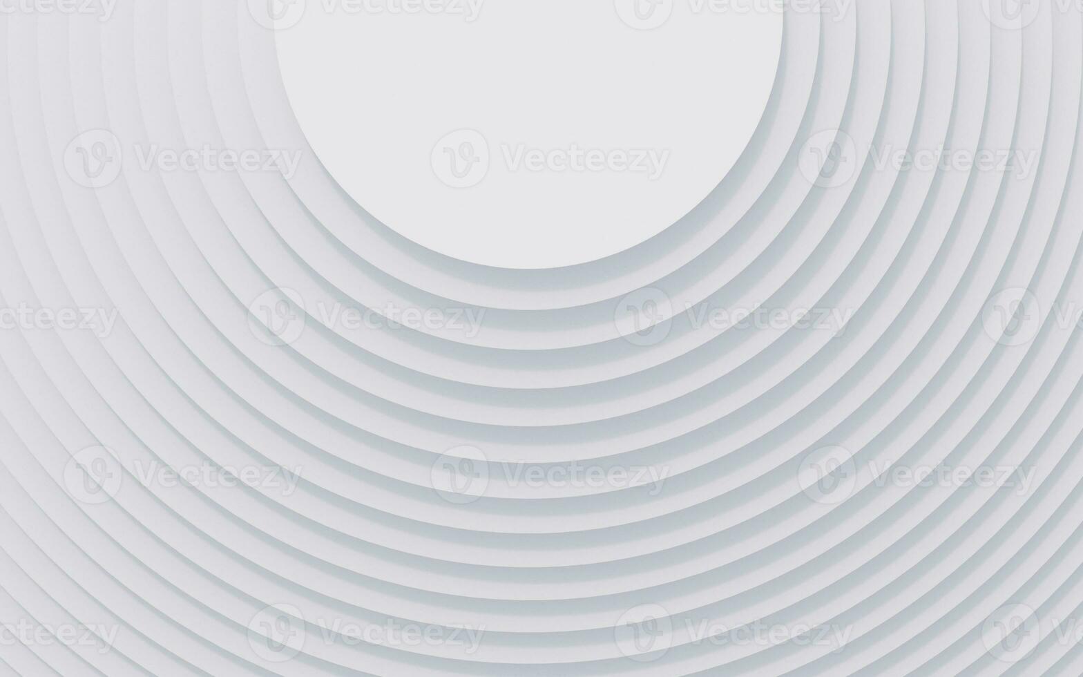 Abstract white geometric background, minimal round frame flat lay, deck of blank cards. photo