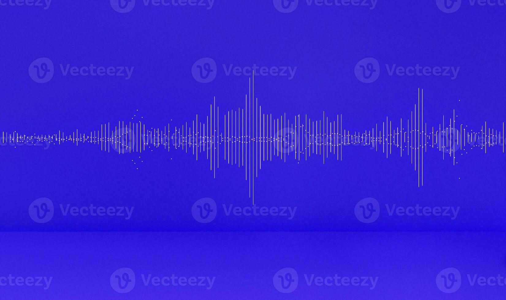 Sound wave on blue purple studio background. Podcast, live, streaming, creator content. photo