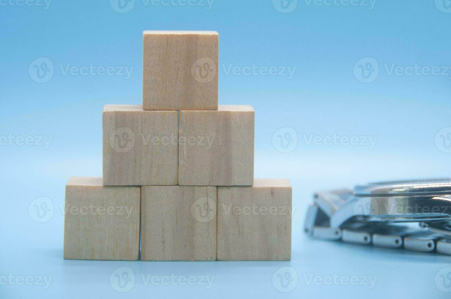 Stacking wooden cube with customizable space for text. Copy space. photo