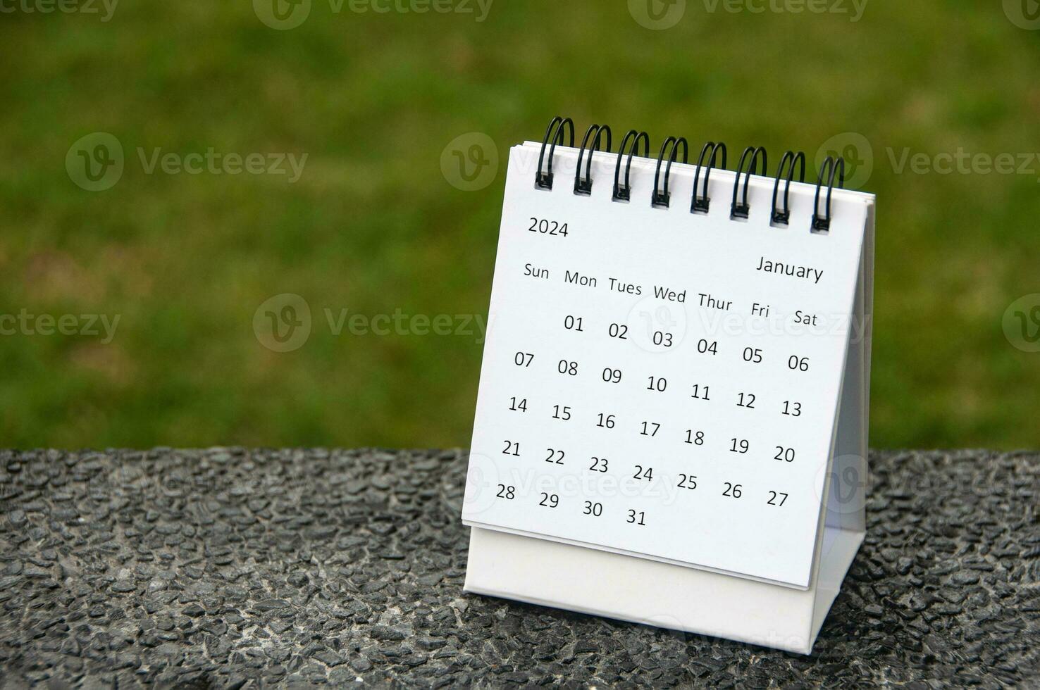 January 2024 table calendar with customizable space for text. Calendar concept and copy space. photo