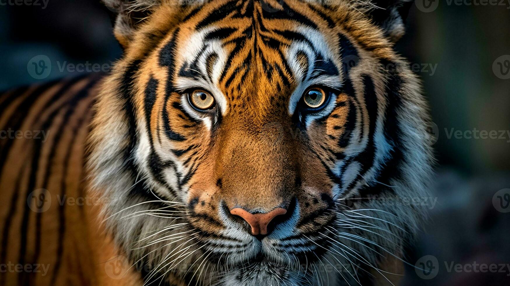 Close up view of a Malaysian tiger. Wildlife concept photo