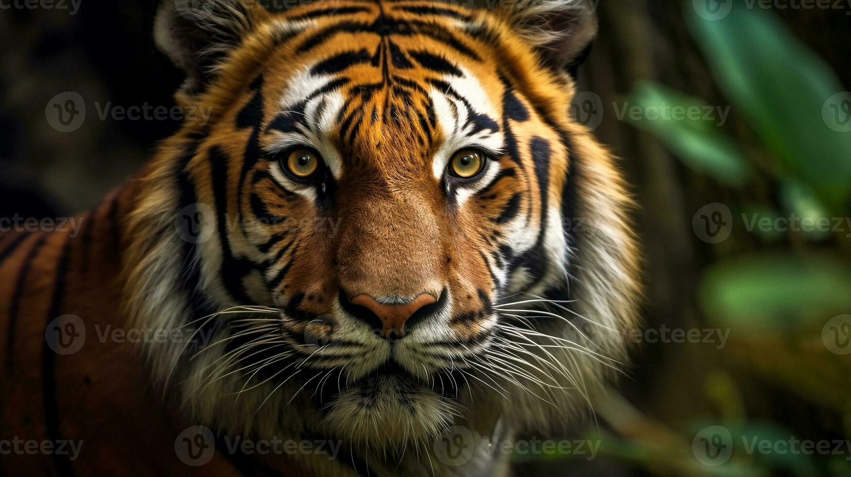 Close up view of a Malaysian tiger. Wildlife concept photo