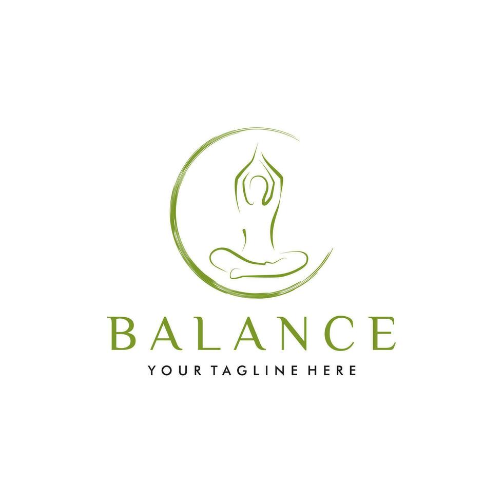 Yoga studio logo, wellness health spa line icon, meditation symbol, zen harmony balance sign. Vector illustration. Suitable for your design need, logo, illustration, animation, etc.