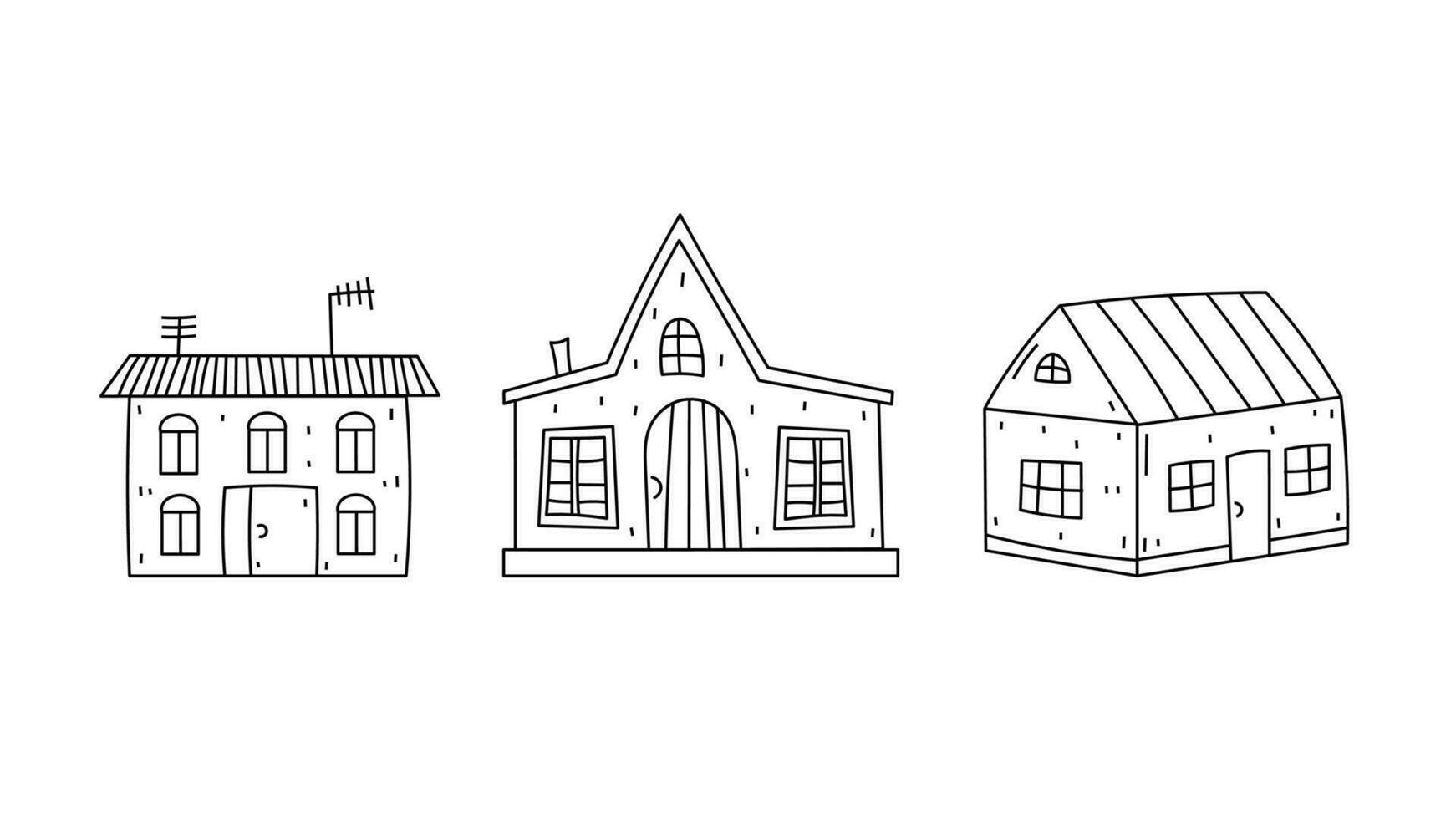 Doodle Houses Set vector