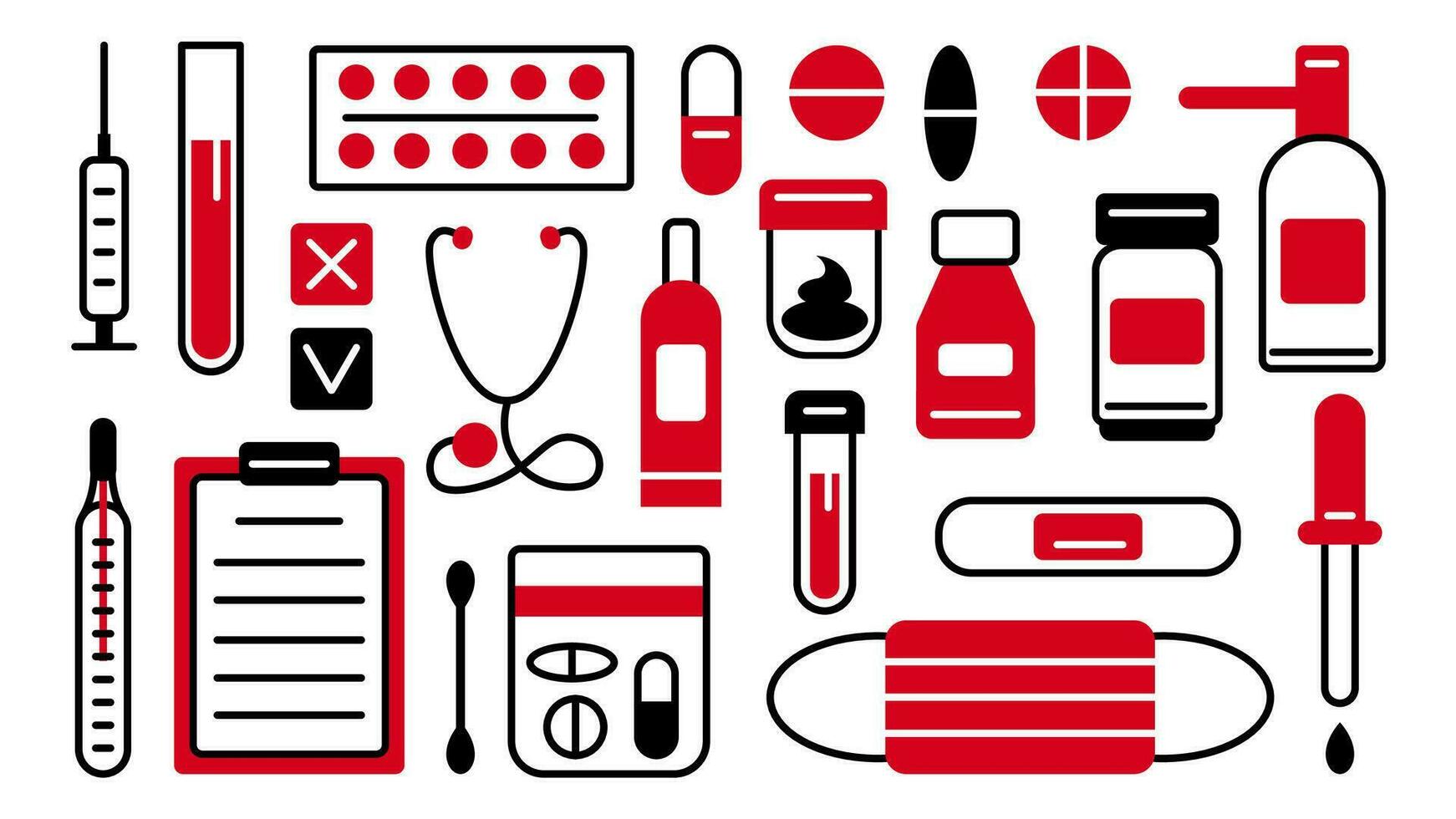 Medical and Healthcare flat icons set vector