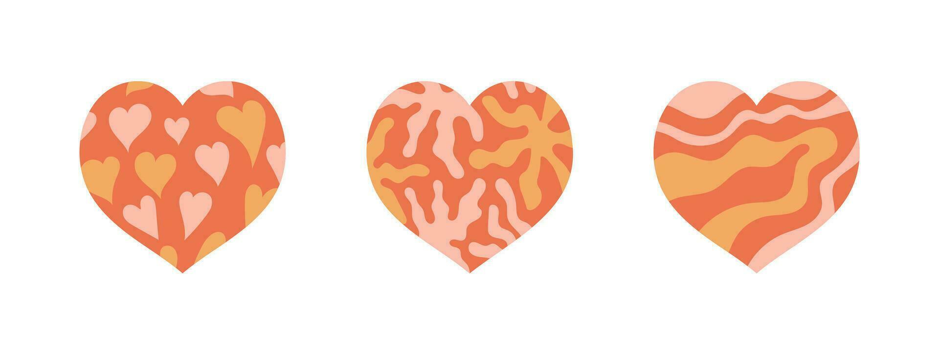 Groovy hearts set vector