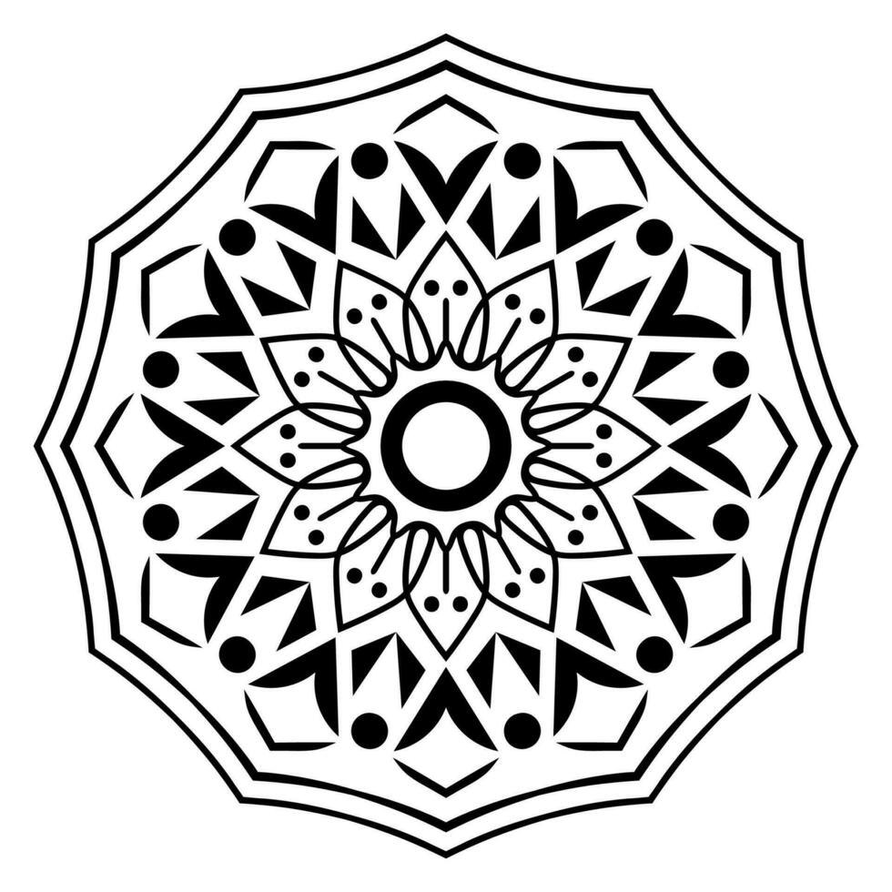 Black and white simple mandala vector art or alpona illustration