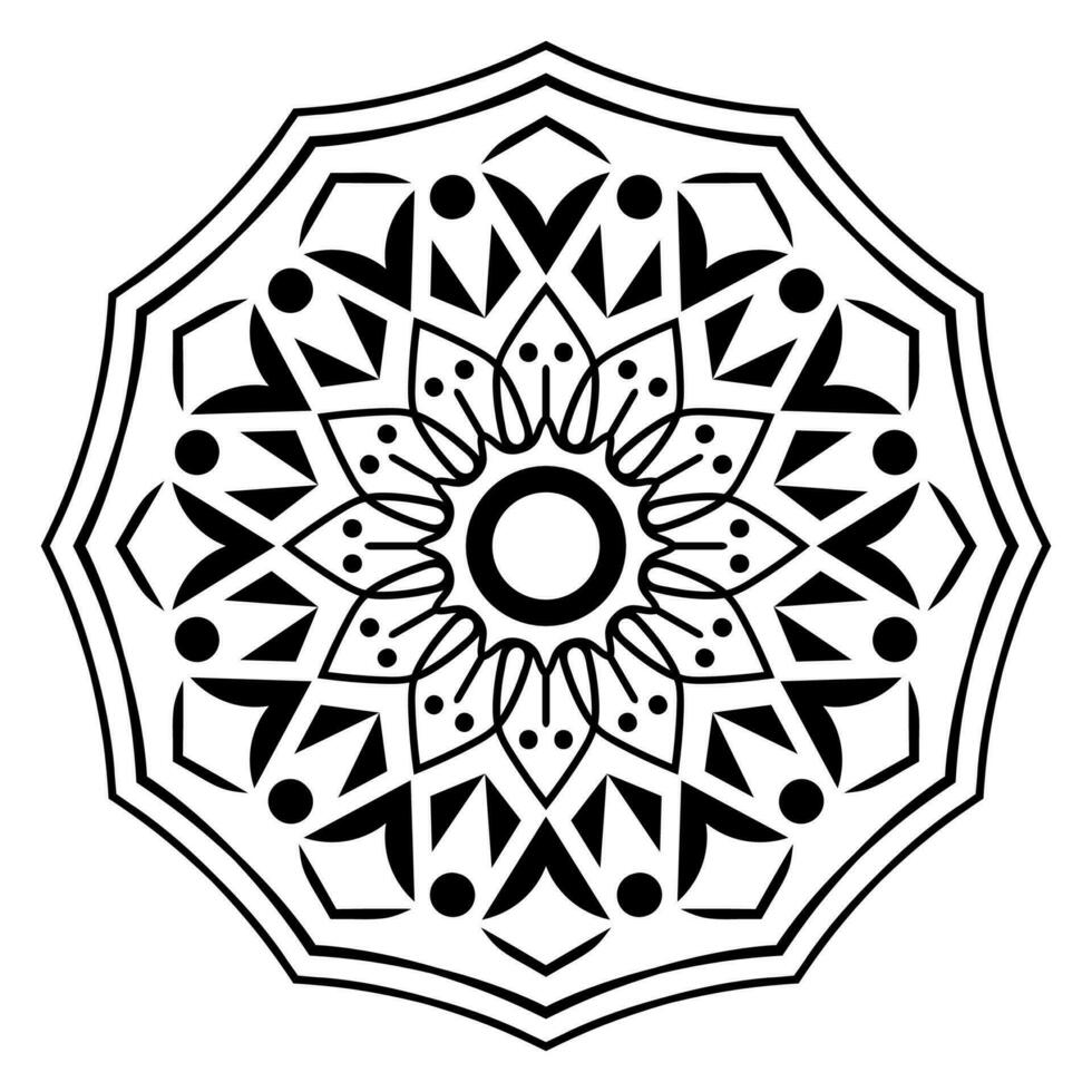 Black and white simple mandala vector art or alpona illustration