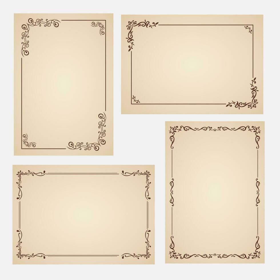 Decorative vintage frame template, border square shape vector