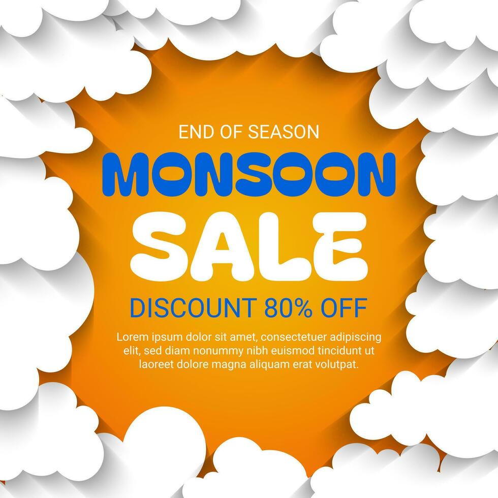 End of season monsoon sale banner template vector