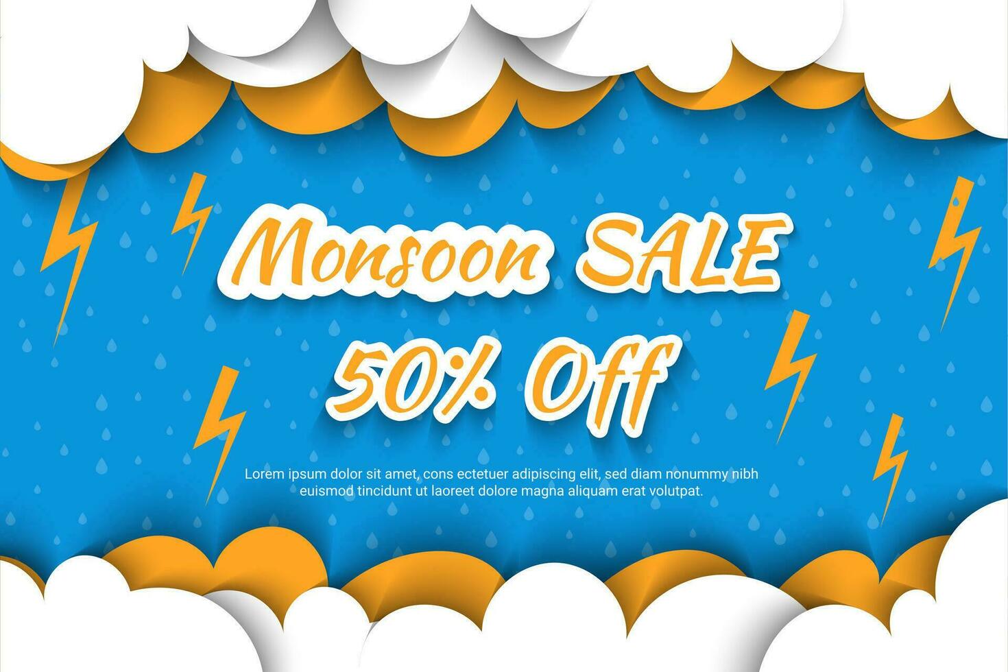 monsoon Sale paper style banner template vector