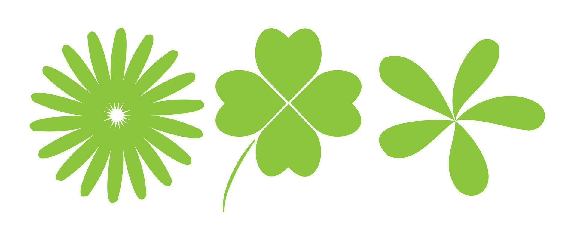 Stencil drawing of plants. Green vector botanical elements. Eco clipart