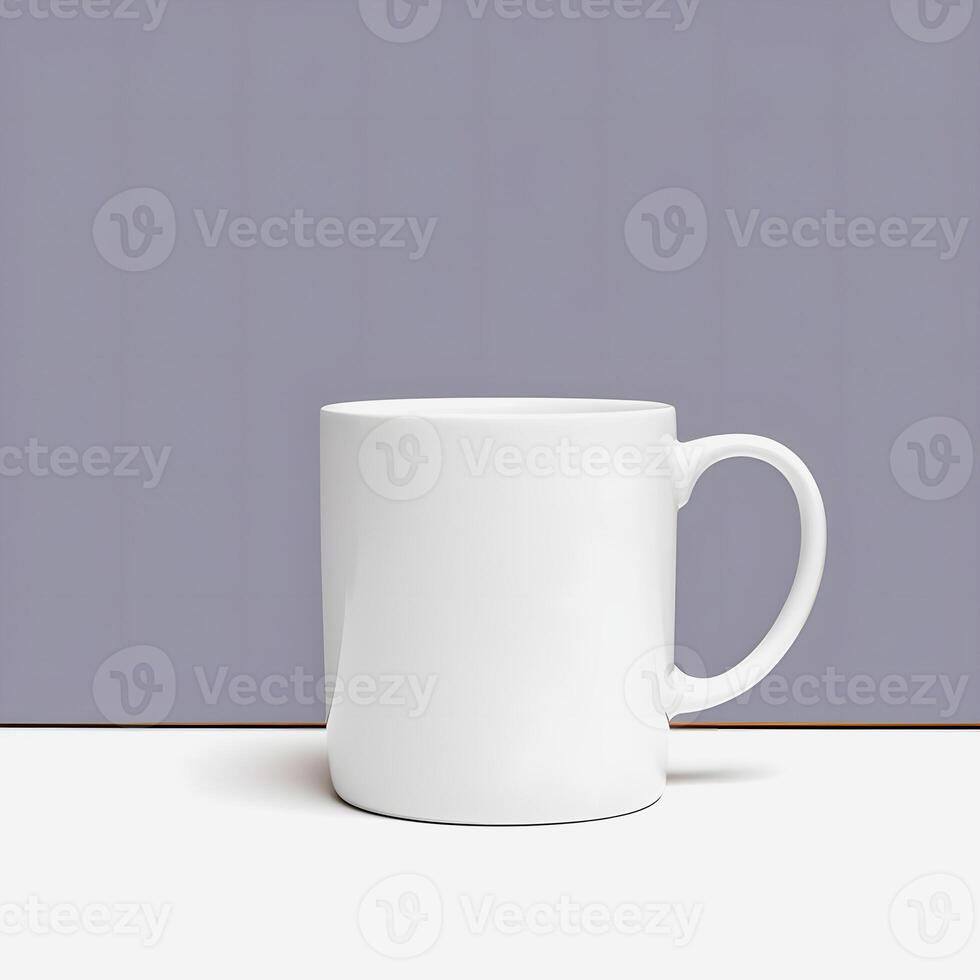 Minimalist White Mug Mockup Clean Desk with Clear Background photo