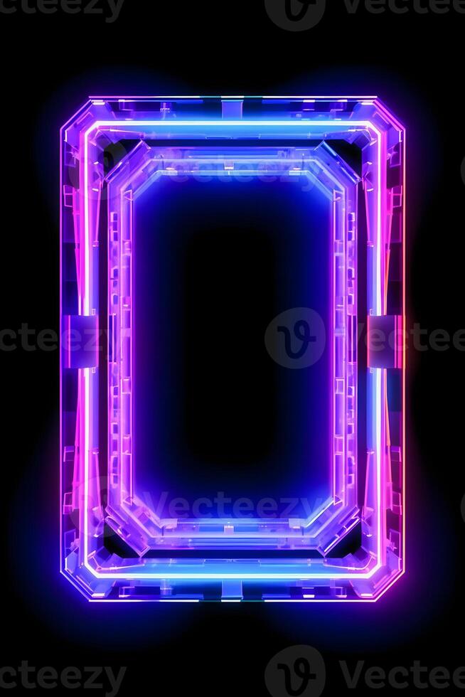 Neon Cyber Frame Social Media Post Mockup with Crystalline Rectangle and Streamer Overlay photo