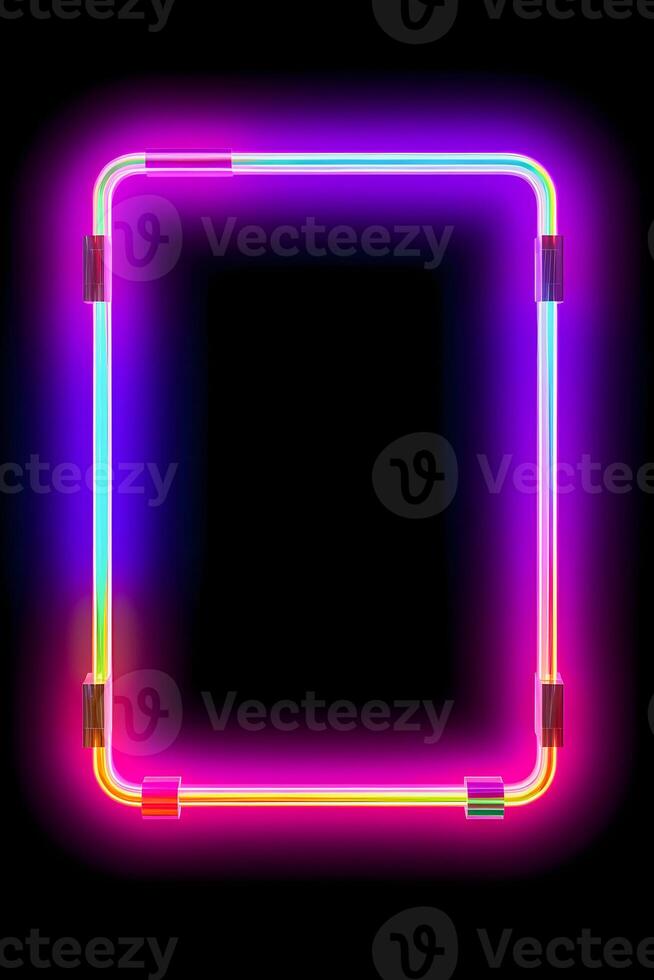 Cyberpunk Streamer Overlay Crystal Frame Social Media Post Mockup with Neon Colors photo