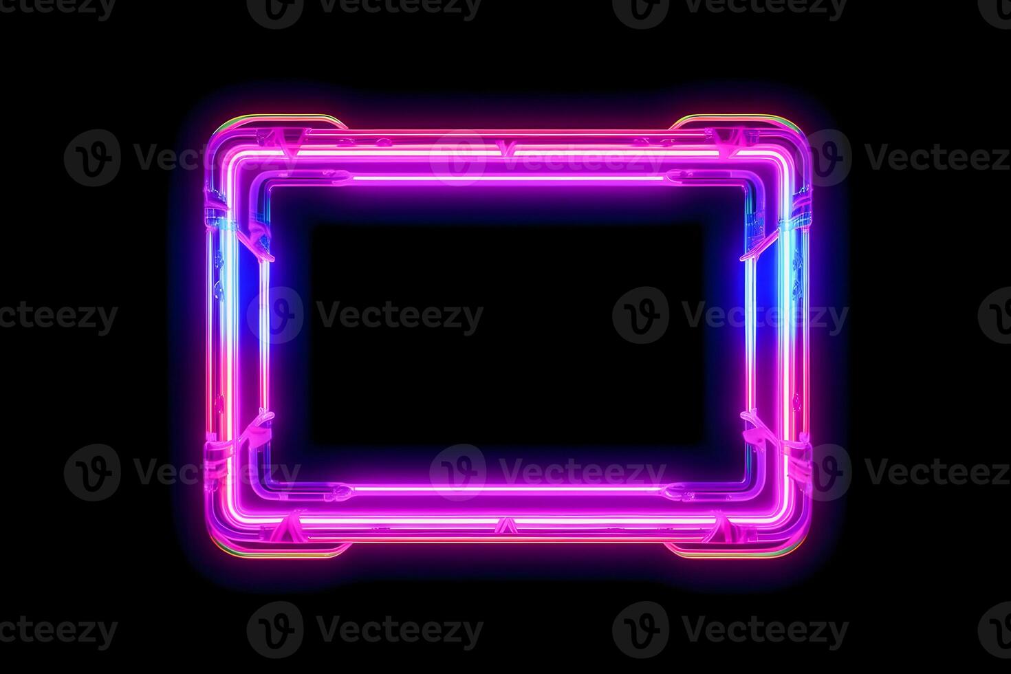 Neon Cyber Frame Social Media Post Mockup with Crystalline Rectangle and Streamer Overlay photo