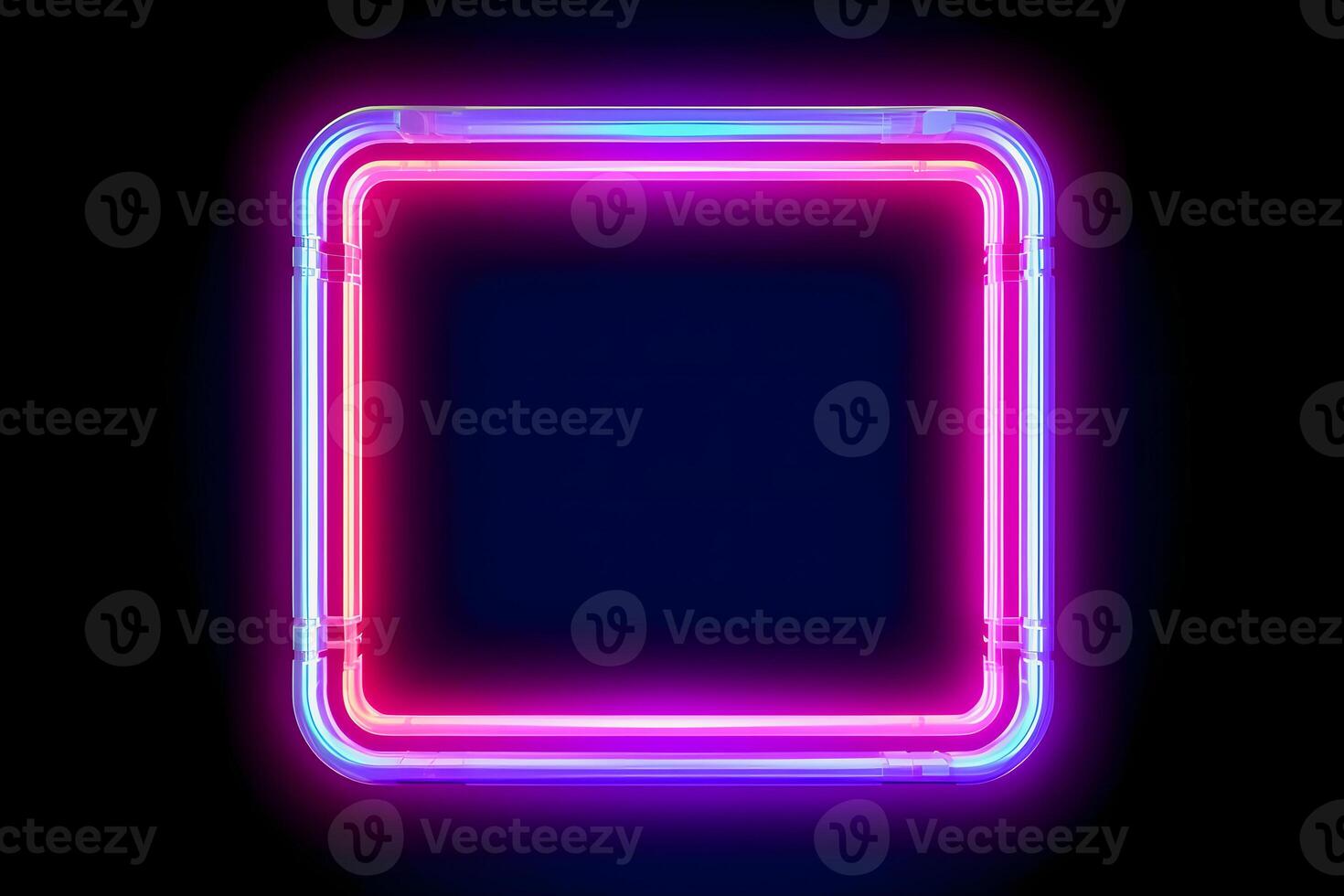 Neon Cyber Frame Social Media Post Mockup with Crystalline Rectangle and Streamer Overlay photo