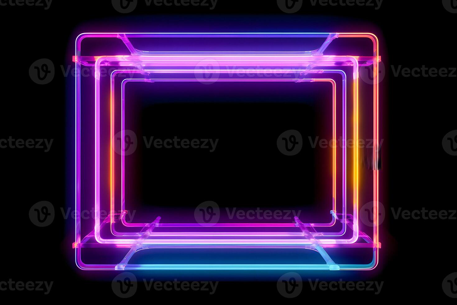 Neon Cyber Frame Social Media Post Mockup with Crystalline Rectangle and Streamer Overlay photo