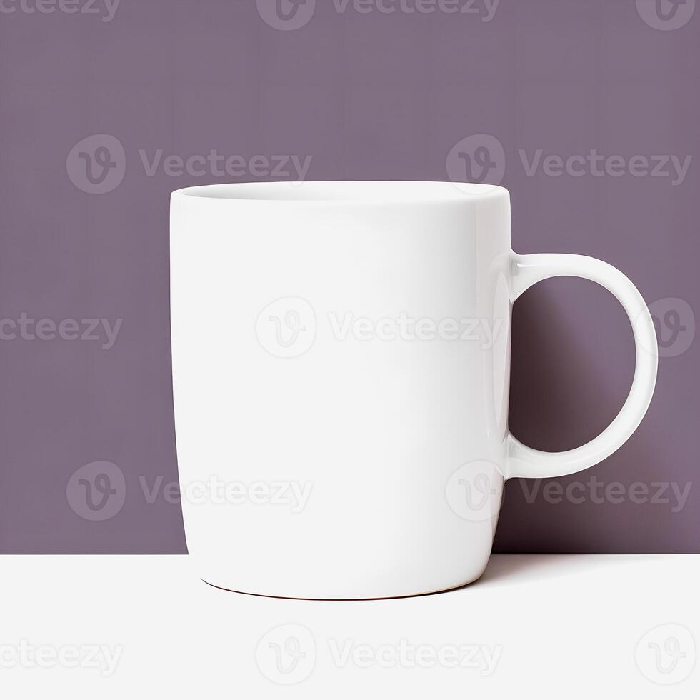 Minimalist White Mug Mockup Clean Desk with Clear Background photo