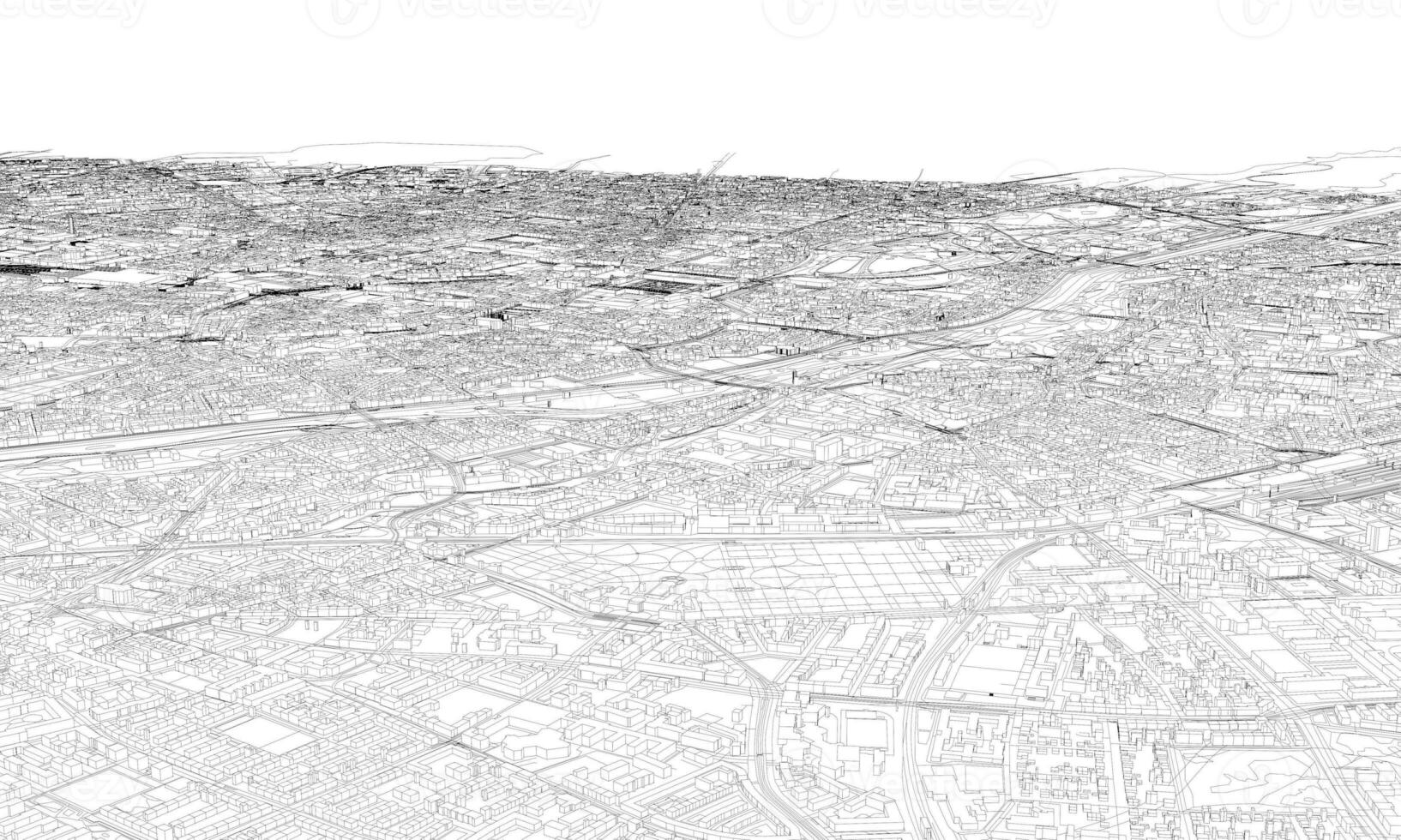 3D illustration of Munich mass buildings photo