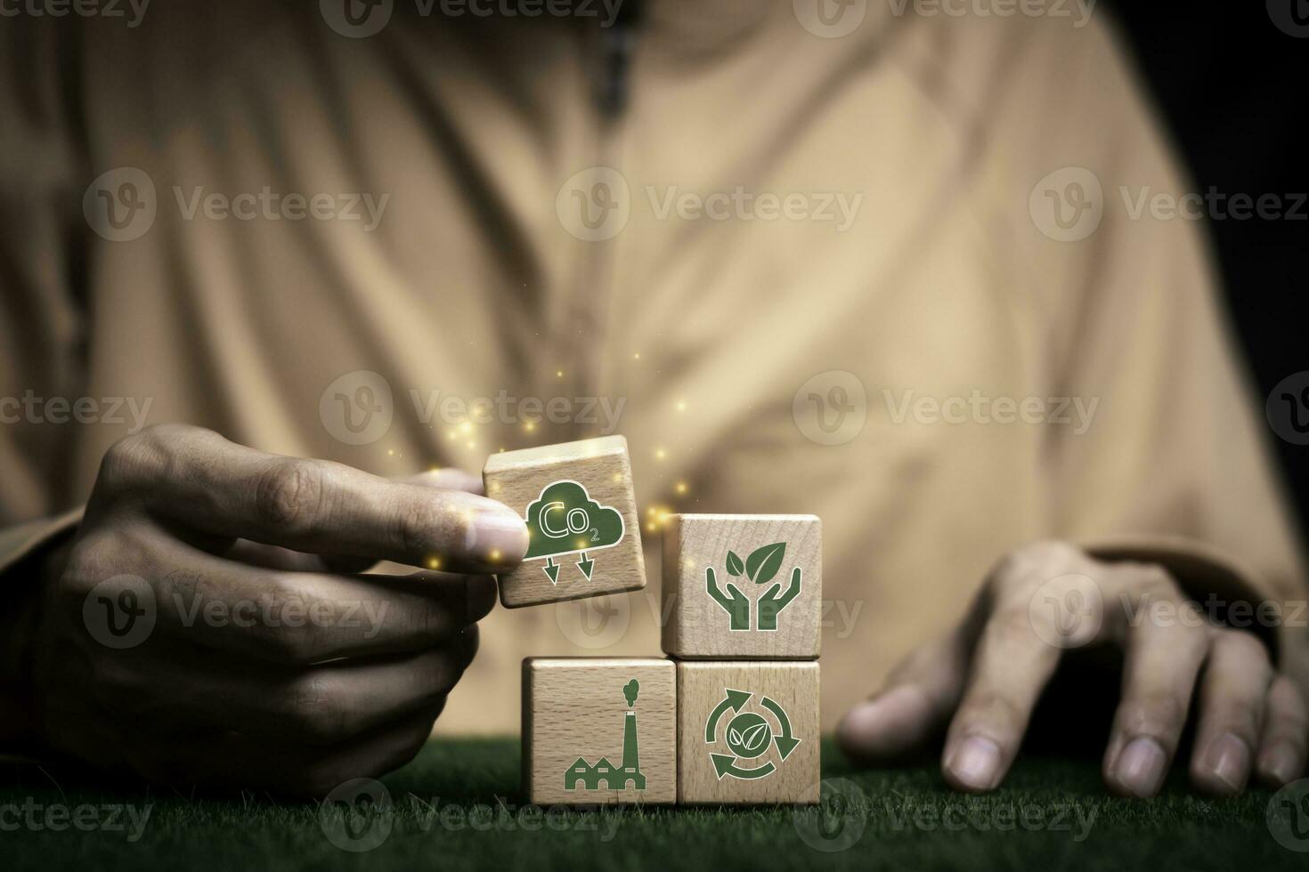 Concept decrease carbon dioxide of Reduce greenhouse gas emission for climate change and sustainable, protect the environment, educe global warming, save energy, use renewable energy,save earth. photo