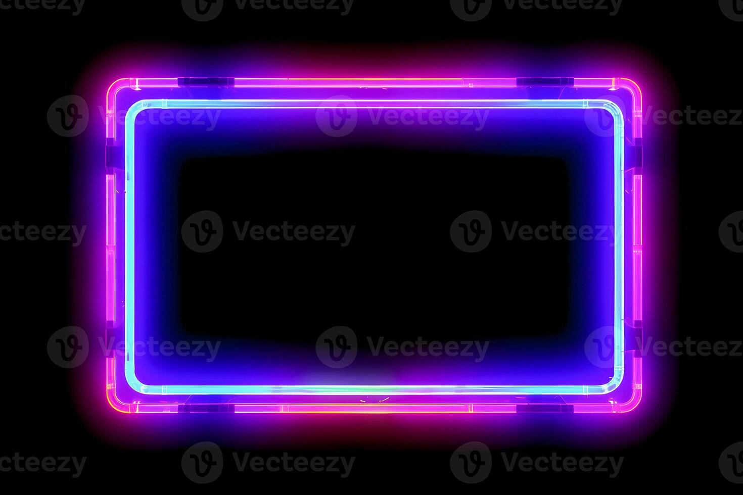 Neon Cyber Frame Social Media Post Mockup with Crystalline Rectangle and Streamer Overlay photo