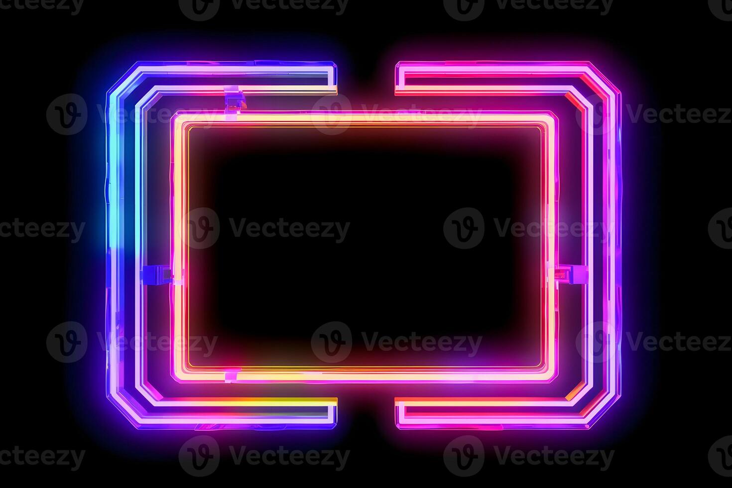 Neon Cyber Frame Social Media Post Mockup with Crystalline Rectangle and Streamer Overlay photo