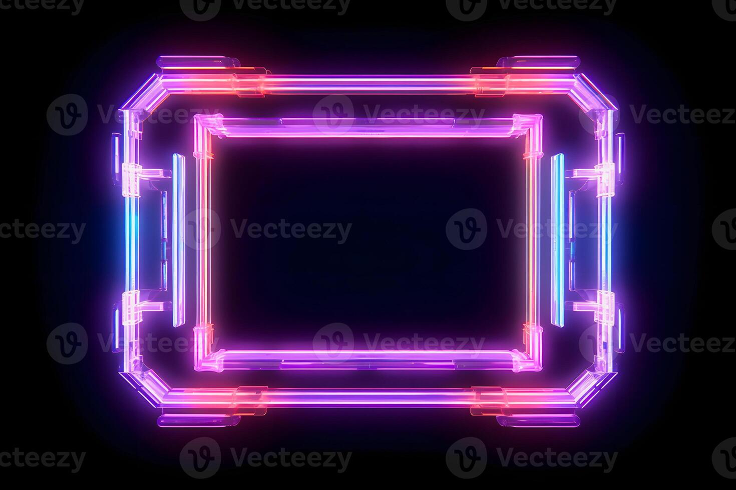 Neon Cyber Frame Social Media Post Mockup with Crystalline Rectangle and Streamer Overlay photo