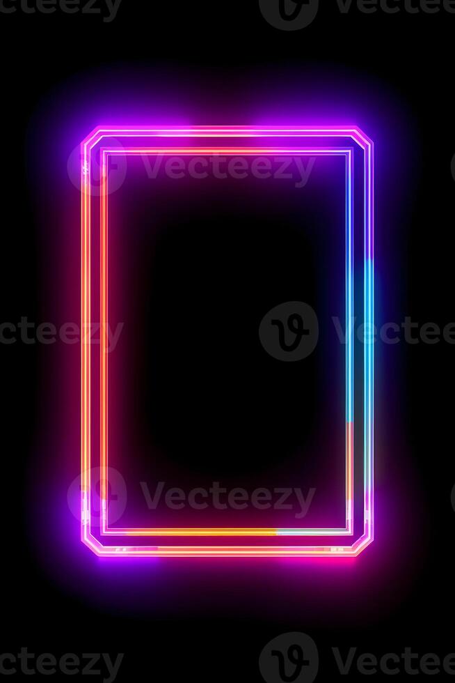 Neon Cyber Frame Social Media Post Mockup with Crystalline Rectangle and Streamer Overlay photo