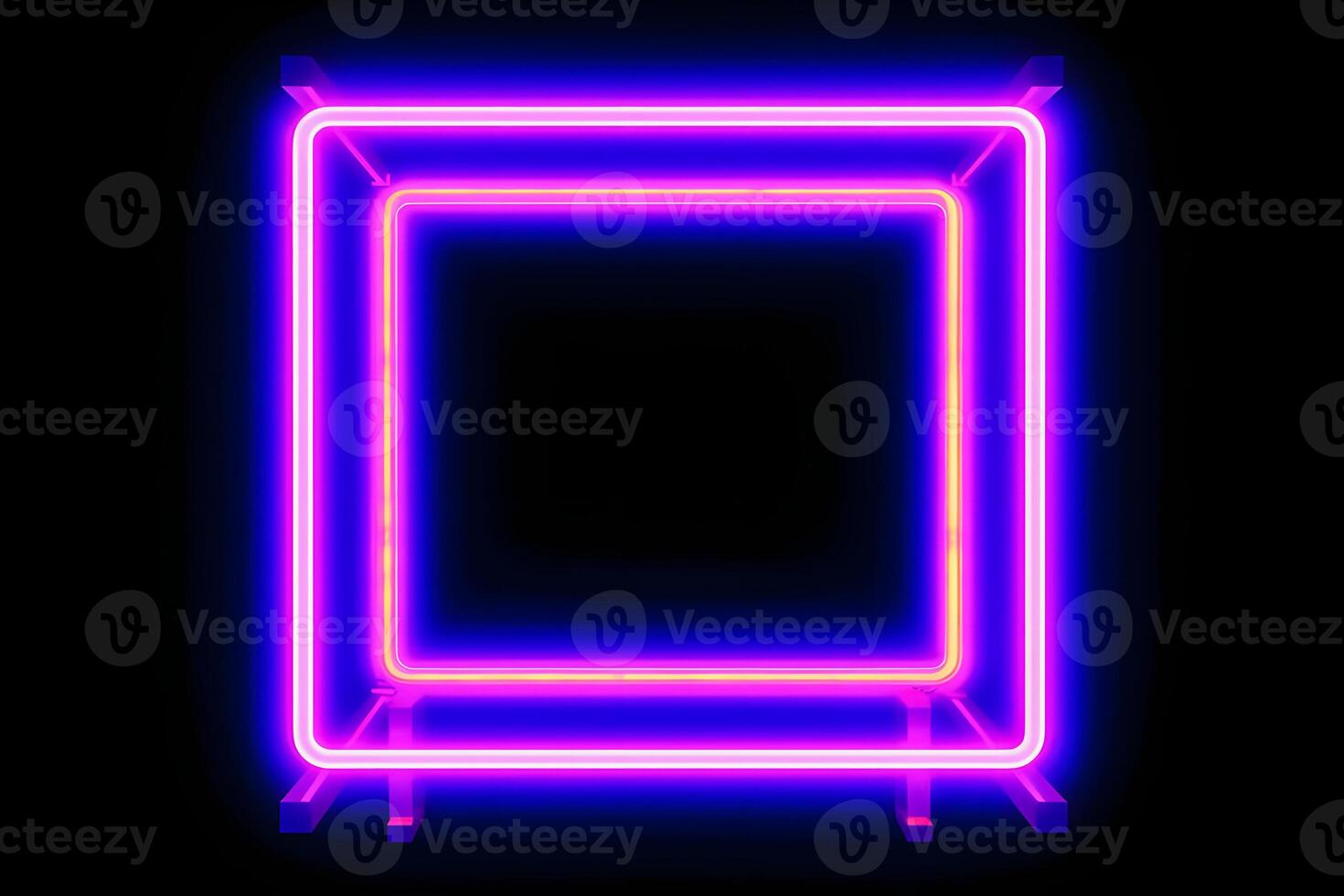 Neon Cyber Frame Social Media Post Mockup with Crystalline Rectangle and Streamer Overlay photo