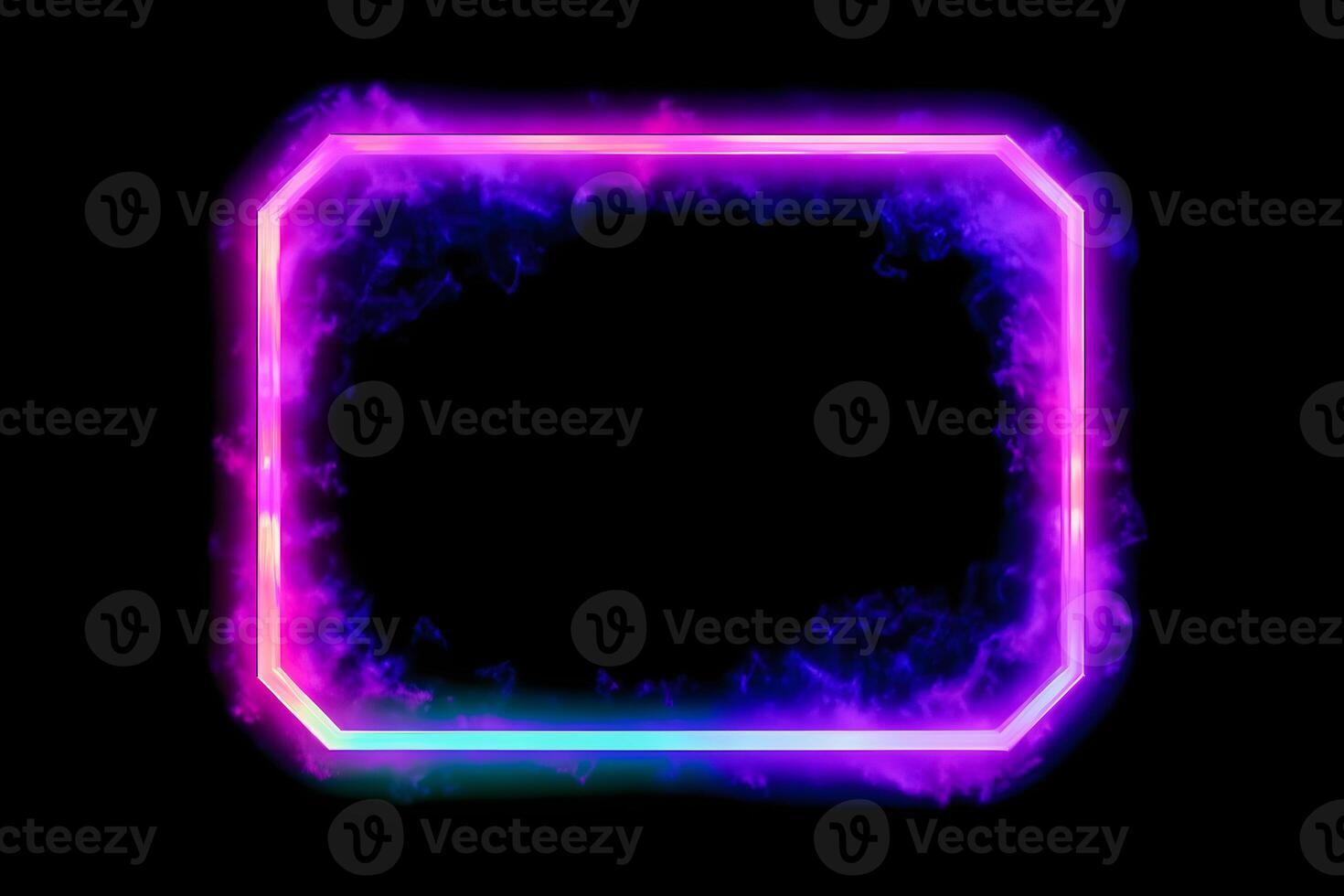 Neon Cyber Frame Social Media Post Mockup with Crystalline Rectangle and Streamer Overlay photo