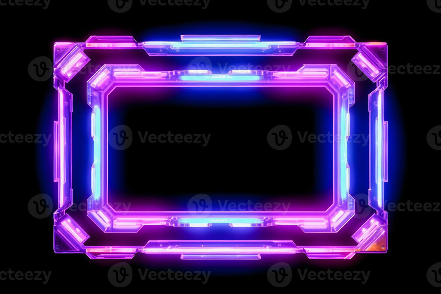 Neon Cyber Frame Social Media Post Mockup with Crystalline Rectangle and Streamer Overlay photo