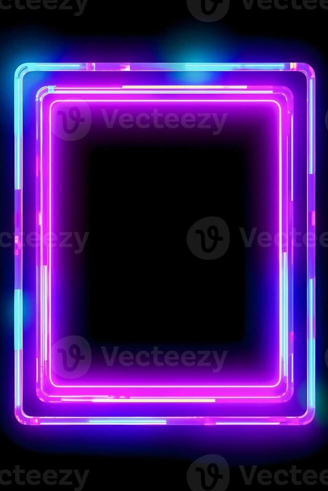 Neon Cyber Frame Social Media Post Mockup with Crystalline Rectangle and Streamer Overlay photo