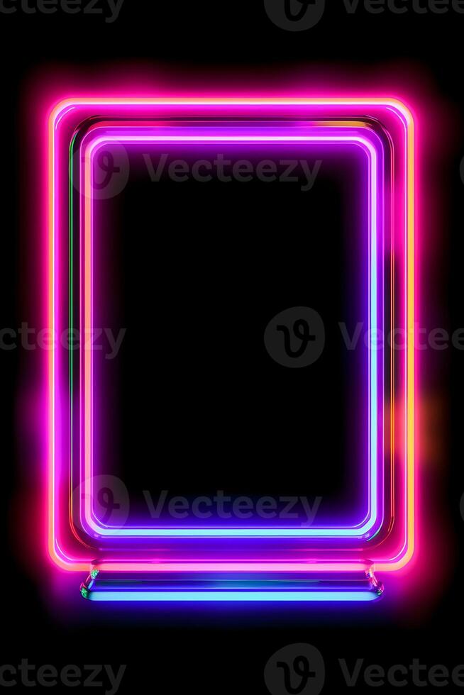 Neon Cyber Frame Social Media Post Mockup with Crystalline Rectangle and Streamer Overlay photo