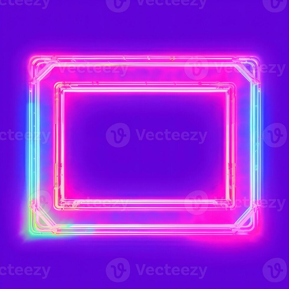 Neon Cyber Frame Social Media Post Mockup with Crystalline Rectangle and Streamer Overlay photo