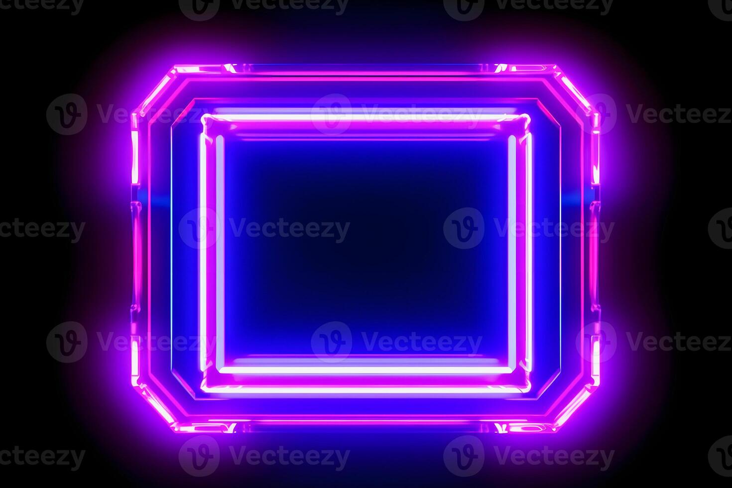 Neon Cyber Frame Social Media Post Mockup with Crystalline Rectangle and Streamer Overlay photo