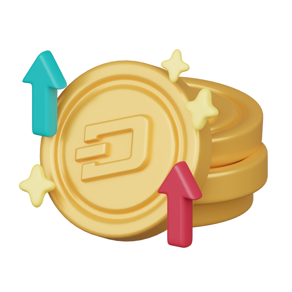 Dash Coin 3d cryptocurrency investment icon png