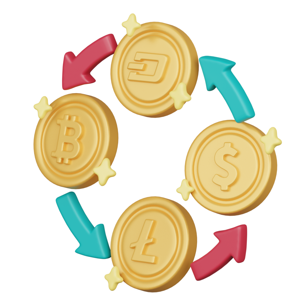 Cryptocurrency Exchange 3d cryptocurrency investment icon png