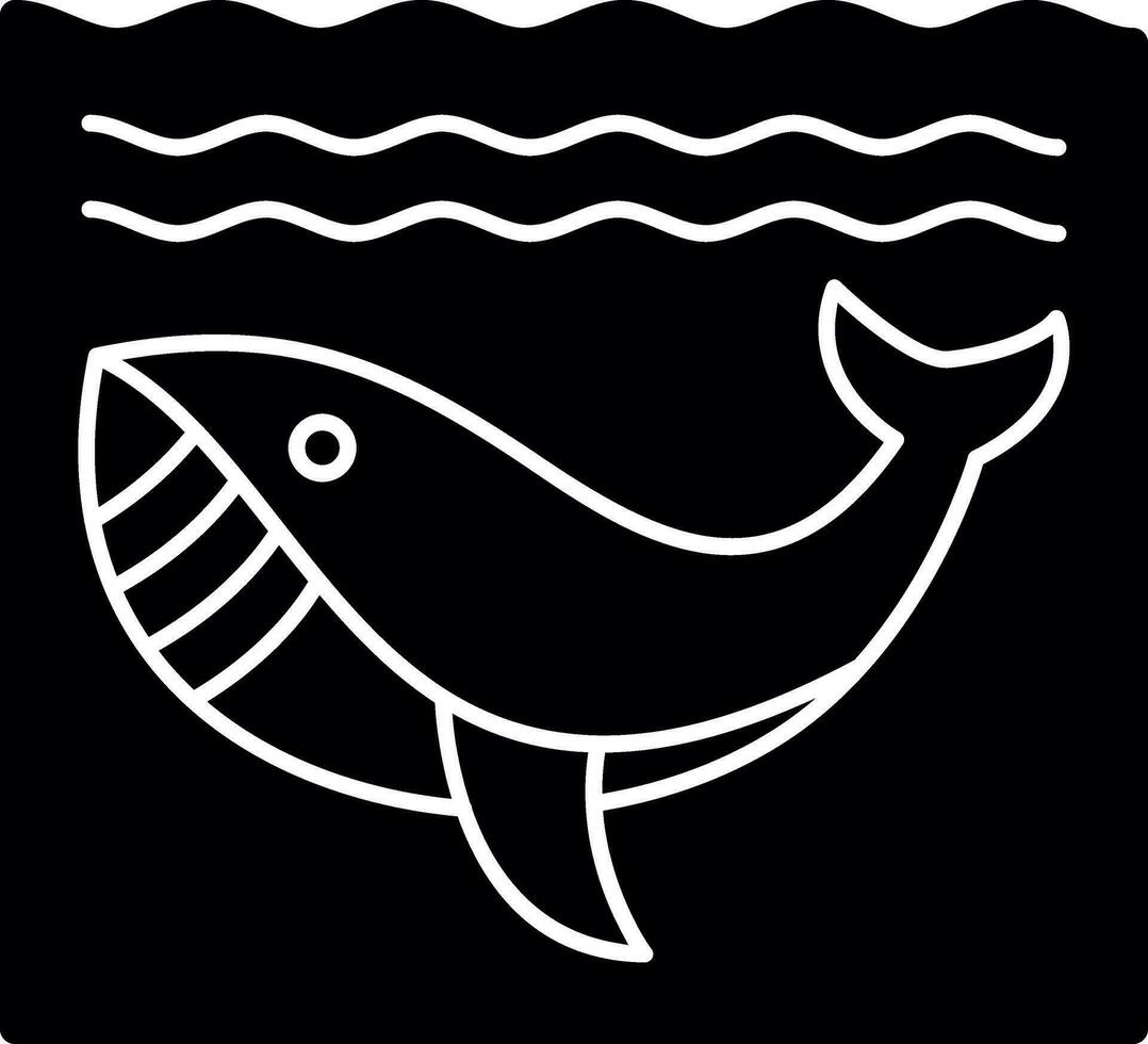 Whale in Water Vector Icon Design