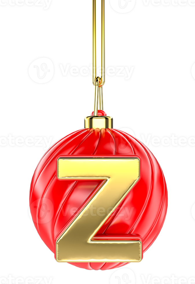 Ball Letter Z Gold With Red 3D Render png