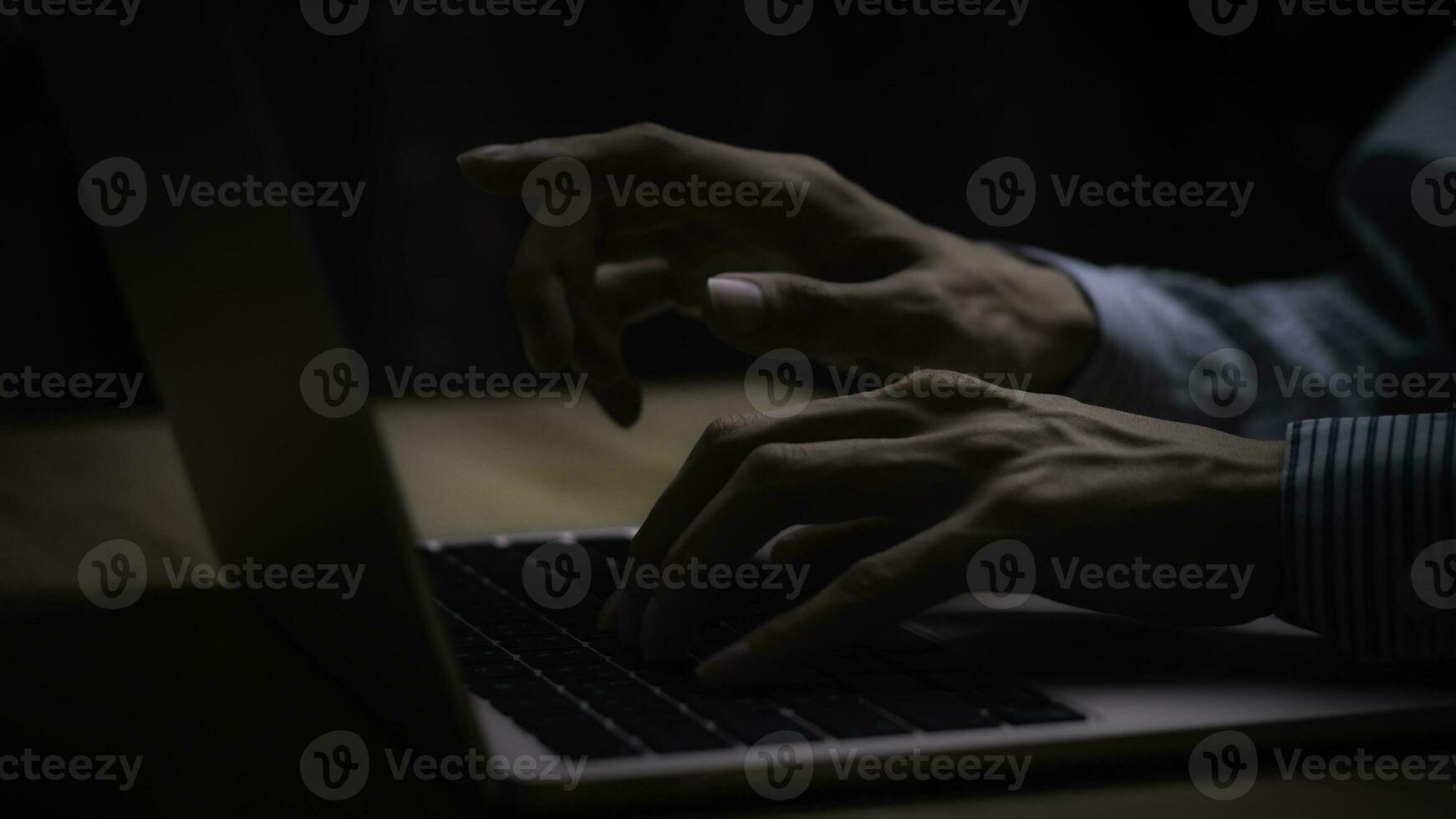 Hand concept businessman working with business Analytics and Data Management System on computer, online document management and metrics connected to database. Corporate strategy for finance, operation photo