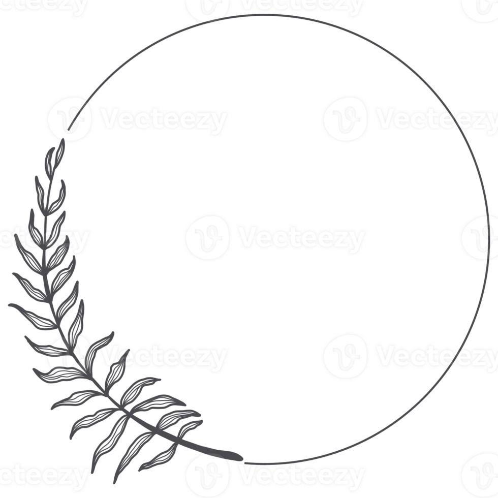 Line Art Leaf Wreath png