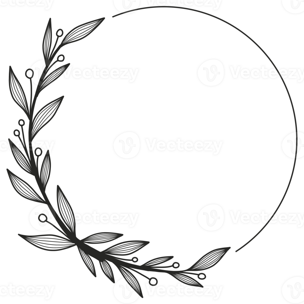 Hand Drawn Leaf Wreath png