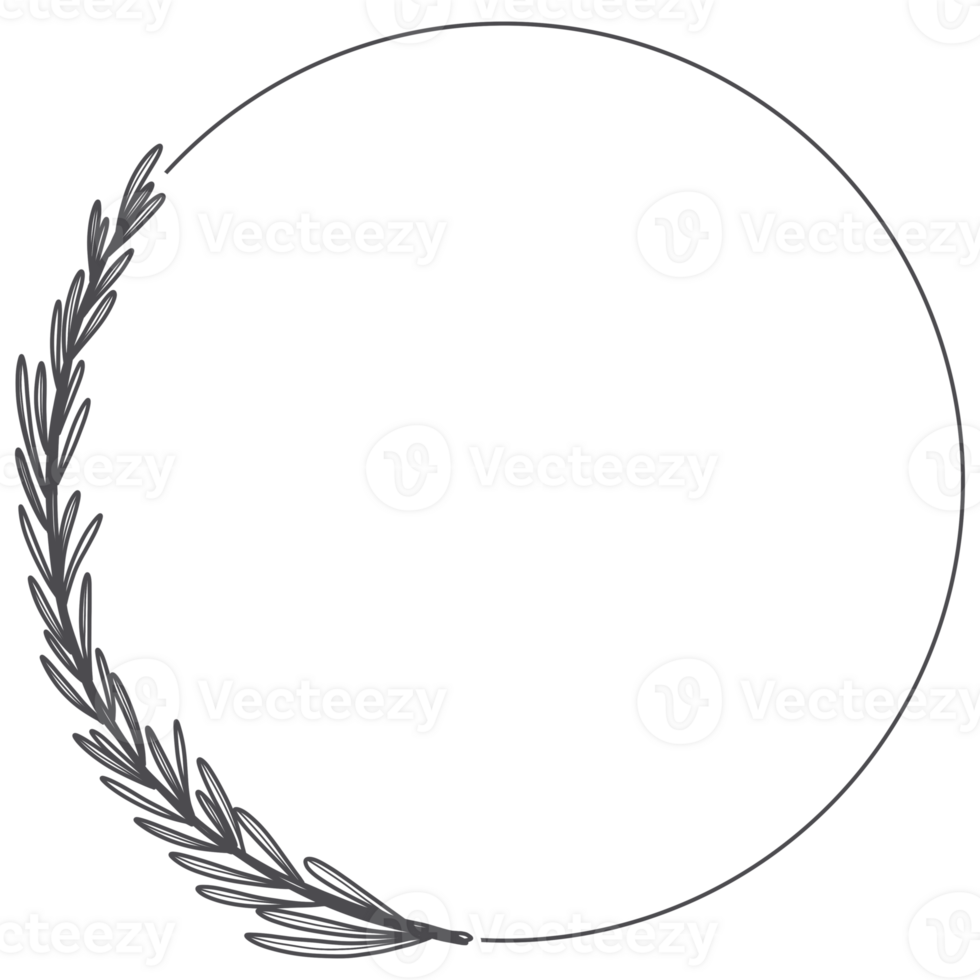 Line Art Leaf Wreath png